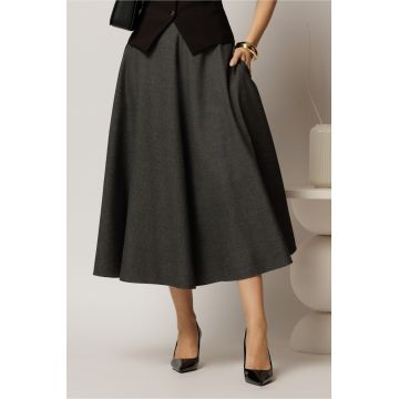Fusta midi gri croi clos office