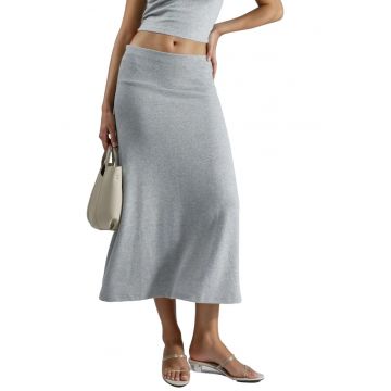 Fusta midi -  Gri deschis - Textil