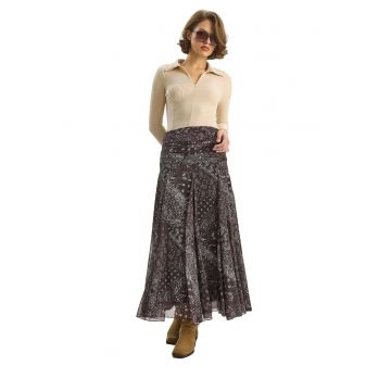 Fusta midi - HiCCUP - Textil - Maro inchis