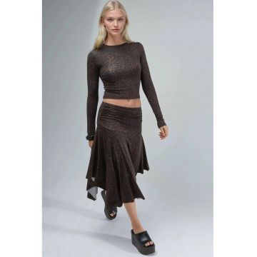 Fusta midi -  imprimeu leopard - talie inalta - textil