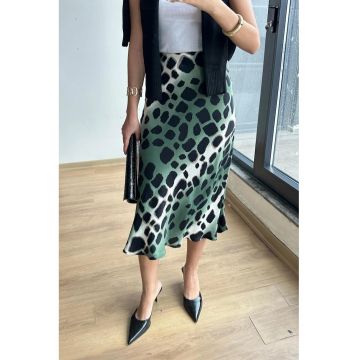 Fusta midi  leopard - kaki - Kaki