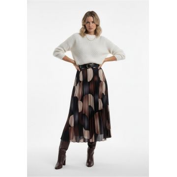 Fusta midi M1253 -  Poliester/Elastan - Negru