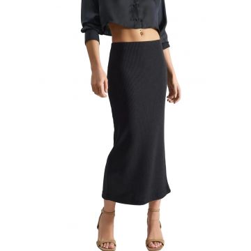 Fusta midi -  Negru - Textil
