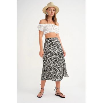 Fusta midi -  talie inalta - negru - Negru