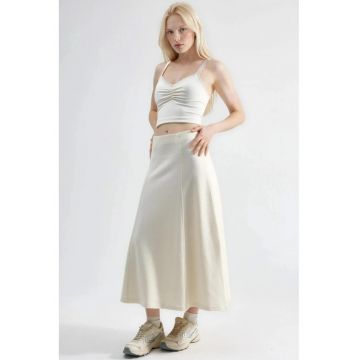 Fusta Midi  Textil - Natural - 50% bumbac - 50% poliester