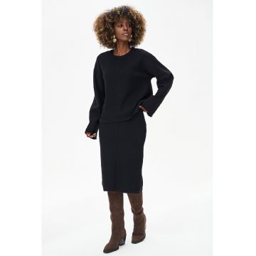 Fusta midi tricotata Pascal - Negru