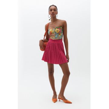 Fusta mini cu model plisat - Rosu