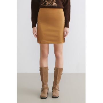 Fusta mini cu model uni - Maro deschis