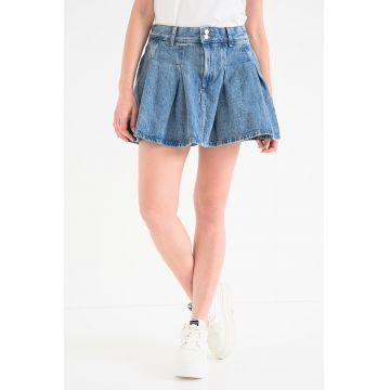 Fusta mini cu pliuri - Albastru deschis melange