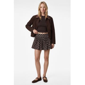 Fusta mini evazata - Maro inchis/Bej deschis