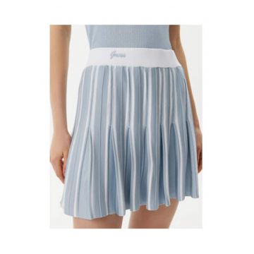 Fusta plisata cu banda logo -