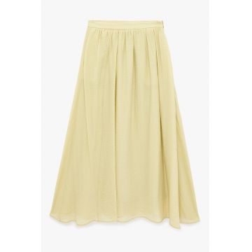 Fusta plisata cu buzunare - Verde pal