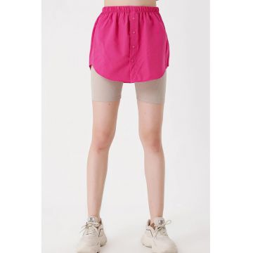 Fusta scurta  croiala relaxata - roz - bumbac si poliester -