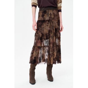 Fusta semi-transparenta cu model floral Mila