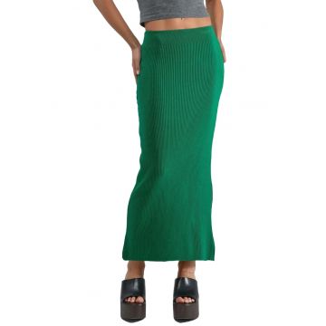 Fusta -  Talie inalta - Verde - Tricot -
