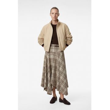 Fusta asimetrica cu o curea in talie - Negru/Bej