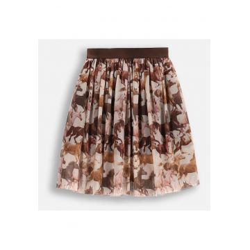 Fusta  bej motiv animal - din material textil - Bej