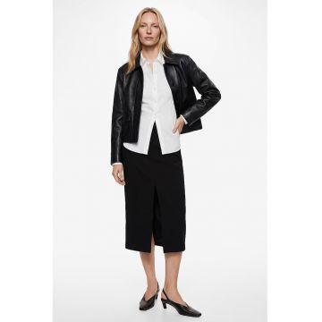 Fusta cu croiala dreapta si slit - Negru