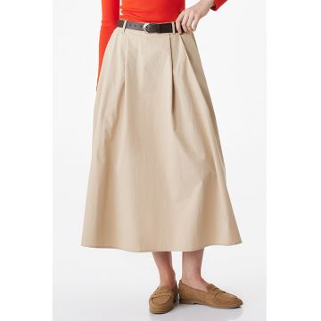 Fusta cu pliuri si talie inalta - Bej
