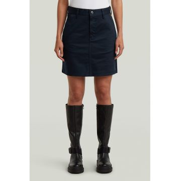 Fusta din amestec de bumbac organic cu croiala dreapta - Albastru ultramarin