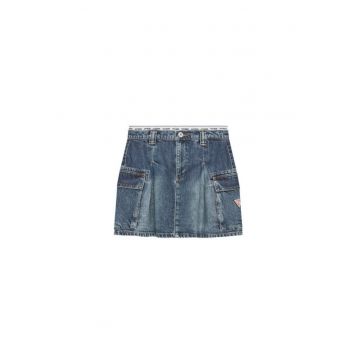 Fusta din denim cu buzunare laterale