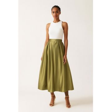 Fusta evazata cu buzunare laterale - Verde masliniu