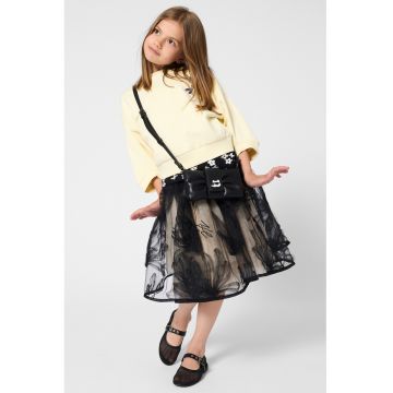 Fusta evazata cu strat exterior din tul - Negru stins