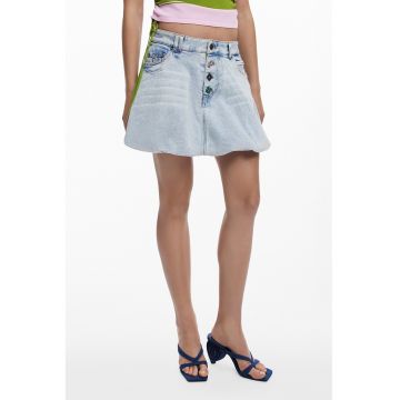 Fusta evazata din denim - Albastru deschis