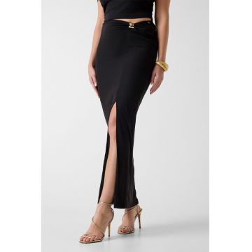 Fusta lunga cu slit lateral - Negru