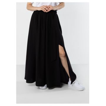 Fusta lunga  maxi - talie inalta - negru - nylon