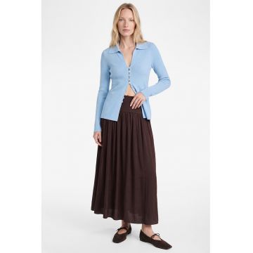 Fusta maxi din amestec de lyocell si talie inalta - Maro inchis