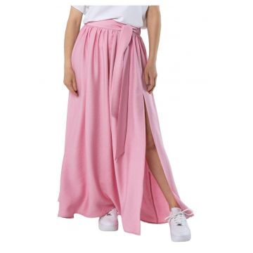 Fusta maxi  talie inalta - legata in talie - roz