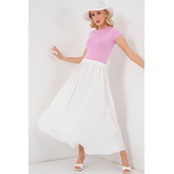 Fusta maxi texturata BigDart - poliester-elastan - Alb - - Alb