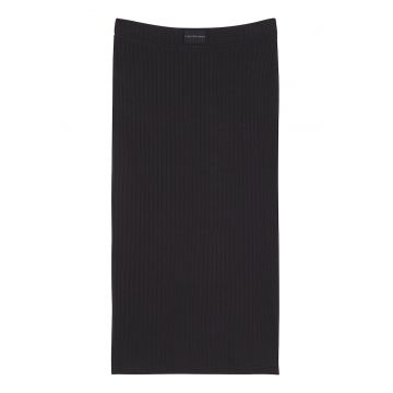 Fusta midi cambrata cu talie elastica - Negru
