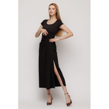 Fustă midi conică damă drapată elegantă