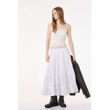 Fusta midi cu aspect stratificat - Alb