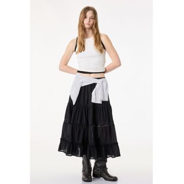 Fusta midi cu aspect stratificat - Negru