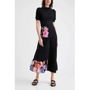Fusta midi cu print florar -