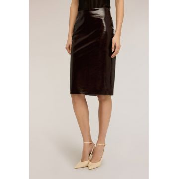 Fusta midi cu slit pe partea din spate - Maro inchis