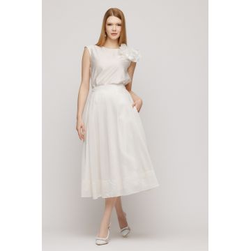 Fustă midi damă plisată elegantă cu buzunare