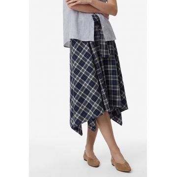 Fusta midi in carouri cu talie inalta - Negru/Alb optic