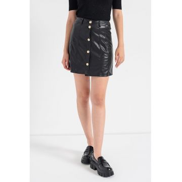 Fusta mini de piele ecologica - Negru