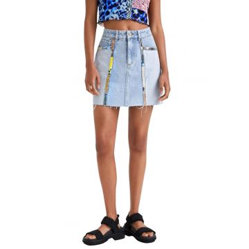 Fusta Tamara din denim cu talie inalta -