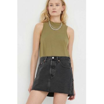 Levi's fusta jeans culoarea negru, mini, drept