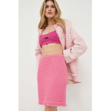 Luisa Spagnoli fusta culoarea roz, mini, drept