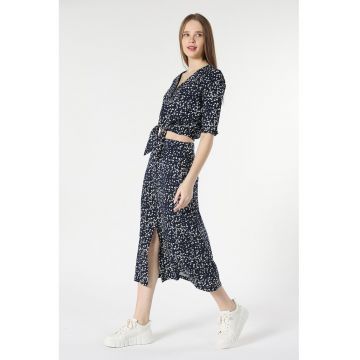 Fusta midi cu imprimeu floral