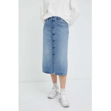 G-Star Raw fustă din denim midi, dreaptă