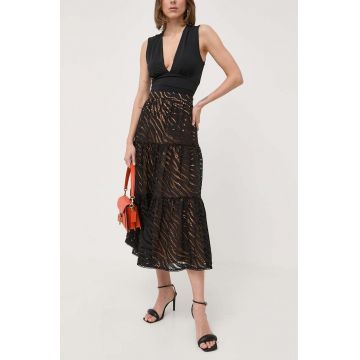 MICHAEL Michael Kors fusta din bumbac culoarea negru, midi, evazati