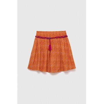 Sisley fusta fete culoarea portocaliu, mini, evazati