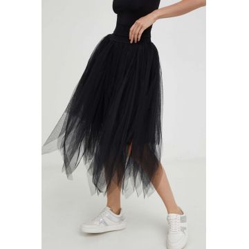 Answear Lab fustă culoarea negru, midi, evazati